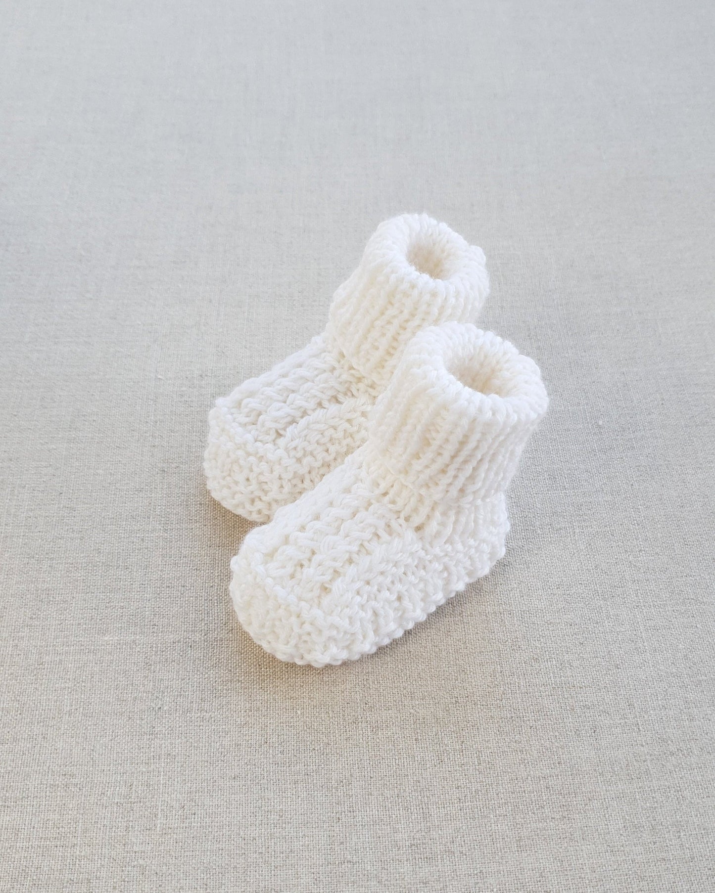 Knitted by Nana Cuffed Booties Cream