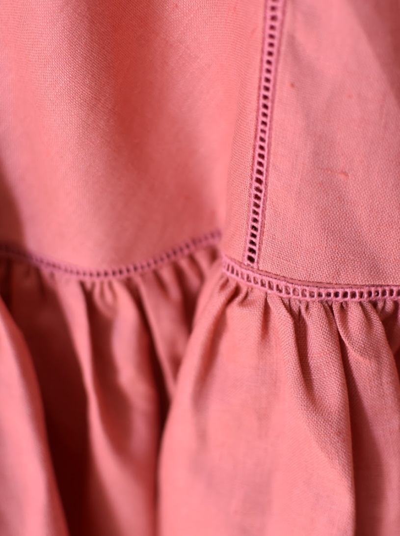 Maggie Panel Dress Coral Linen