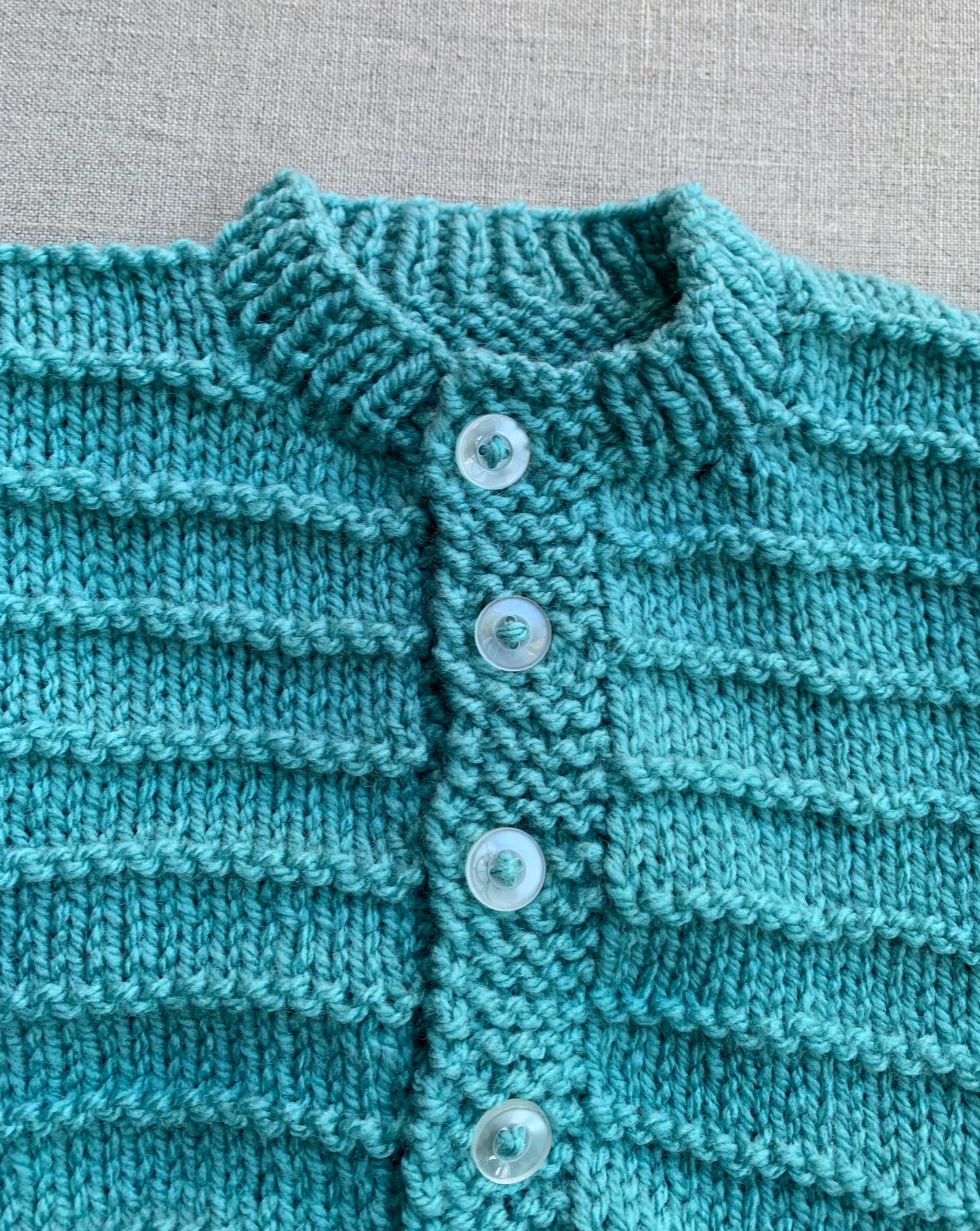 Knitted by Nana Cardigan, Beanie & Booties Set Teal