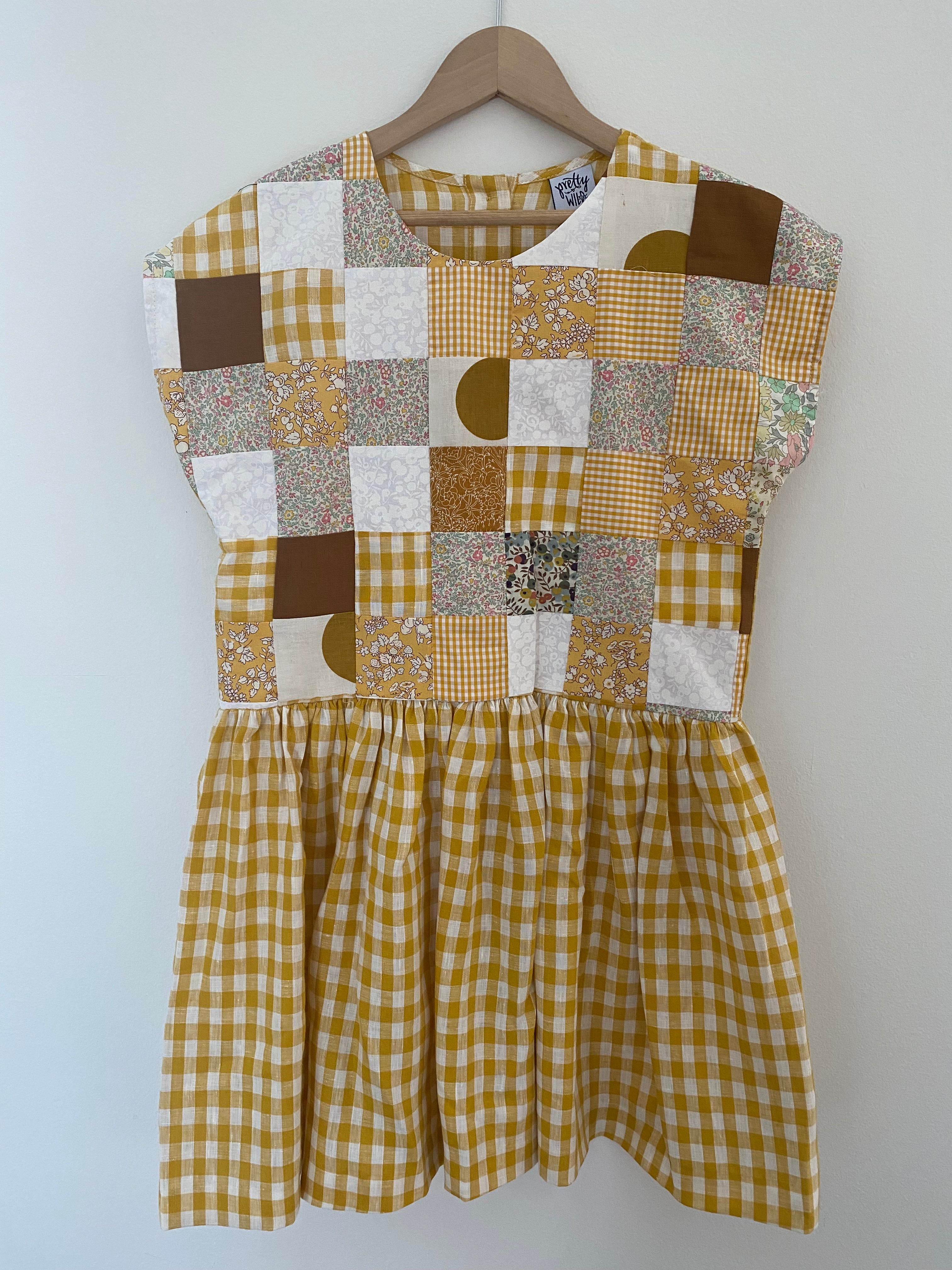 Maggie Patchwork Dress Yellow Check 8y