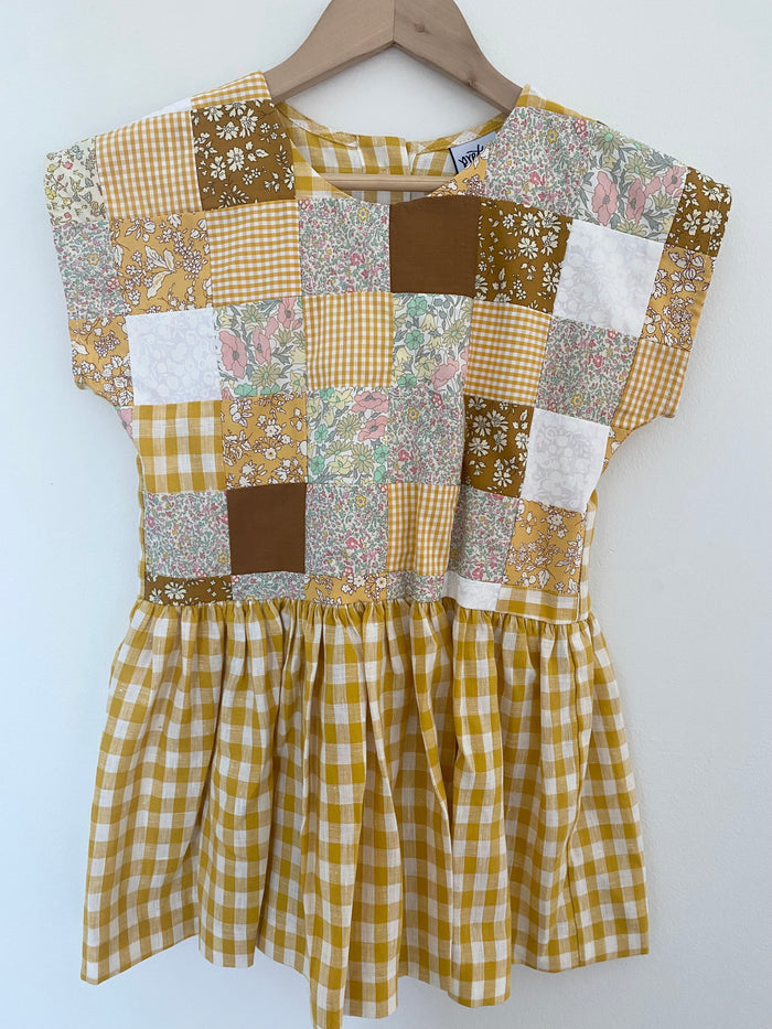 Maggie Patchwork Dress Yellow Check 3y