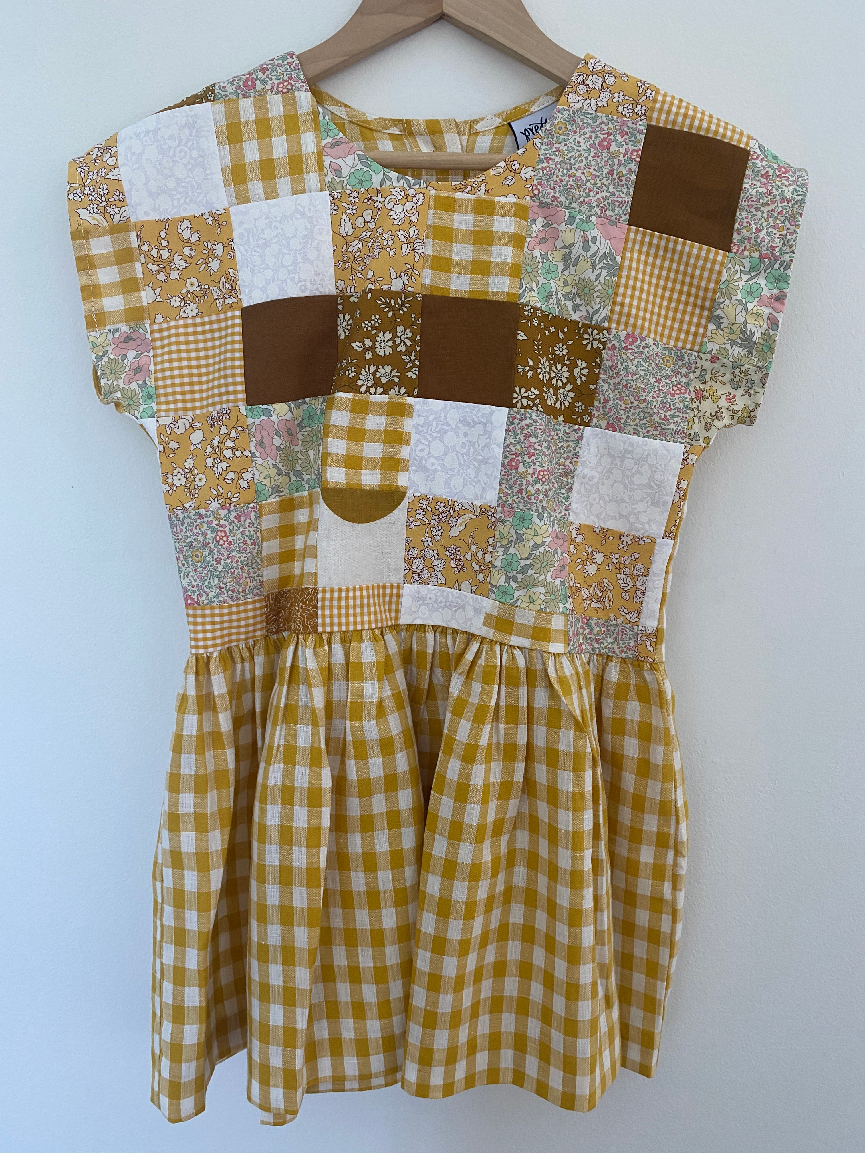 Maggie Patchwork Dress Yellow Check 4y