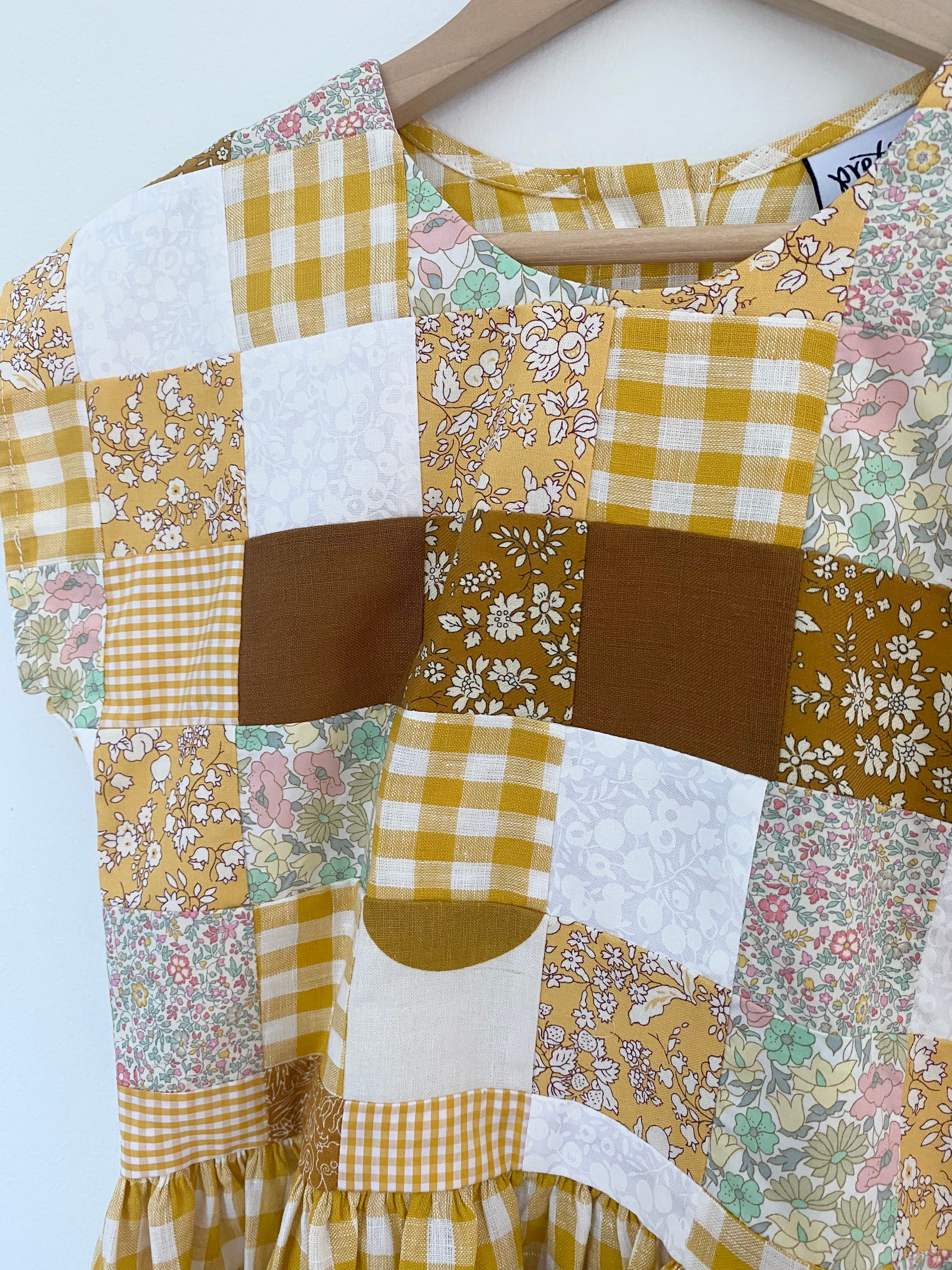 Maggie Patchwork Dress Yellow Check 6y