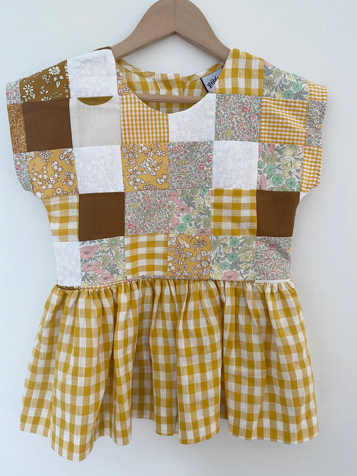 Maggie Patchwork Dress Yellow Check 1y