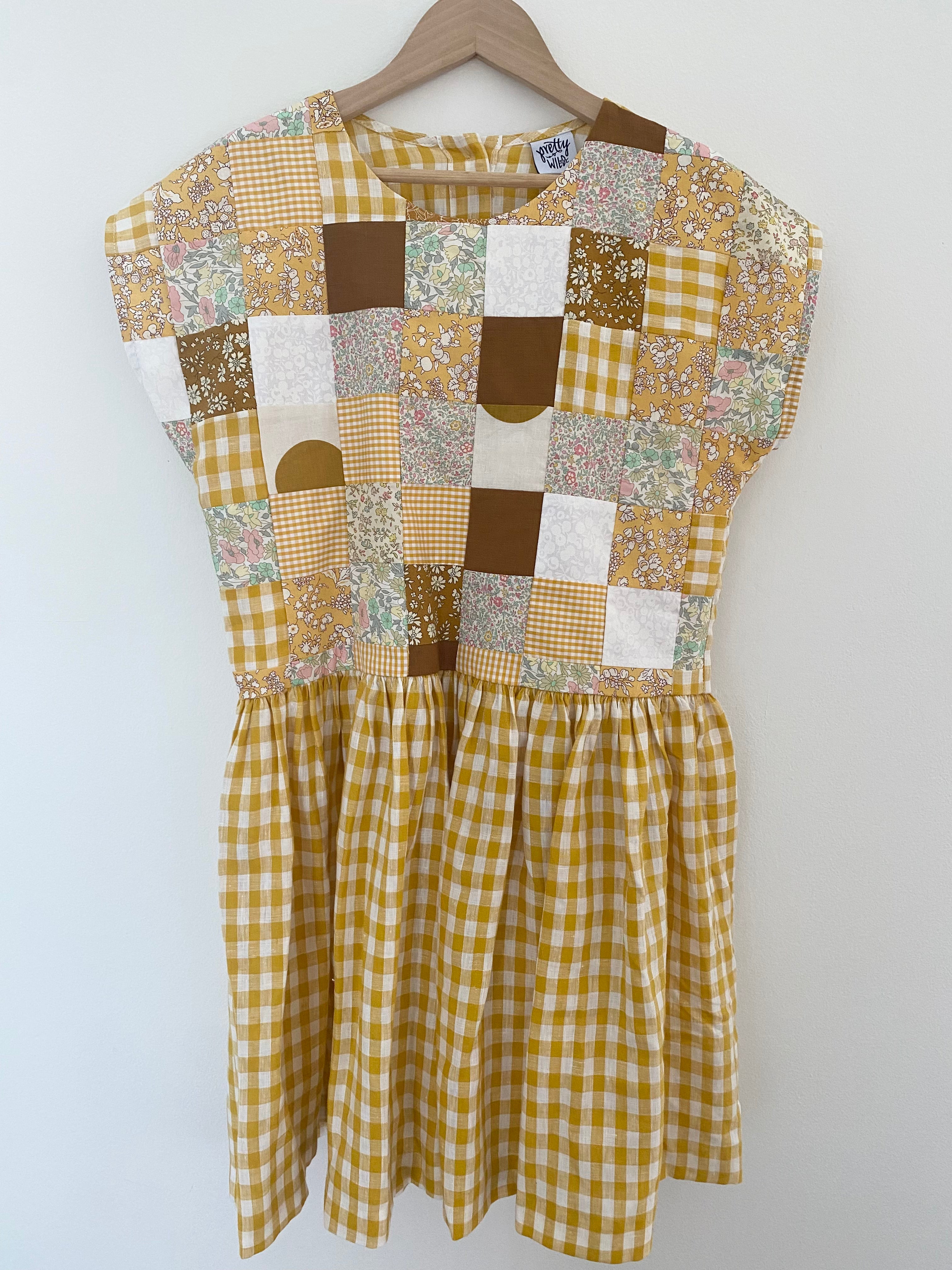 Maggie Patchwork Dress Yellow Check 10y