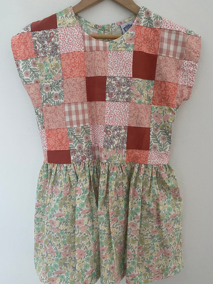 Maggie Patchwork Dress Daisy Lime 6y