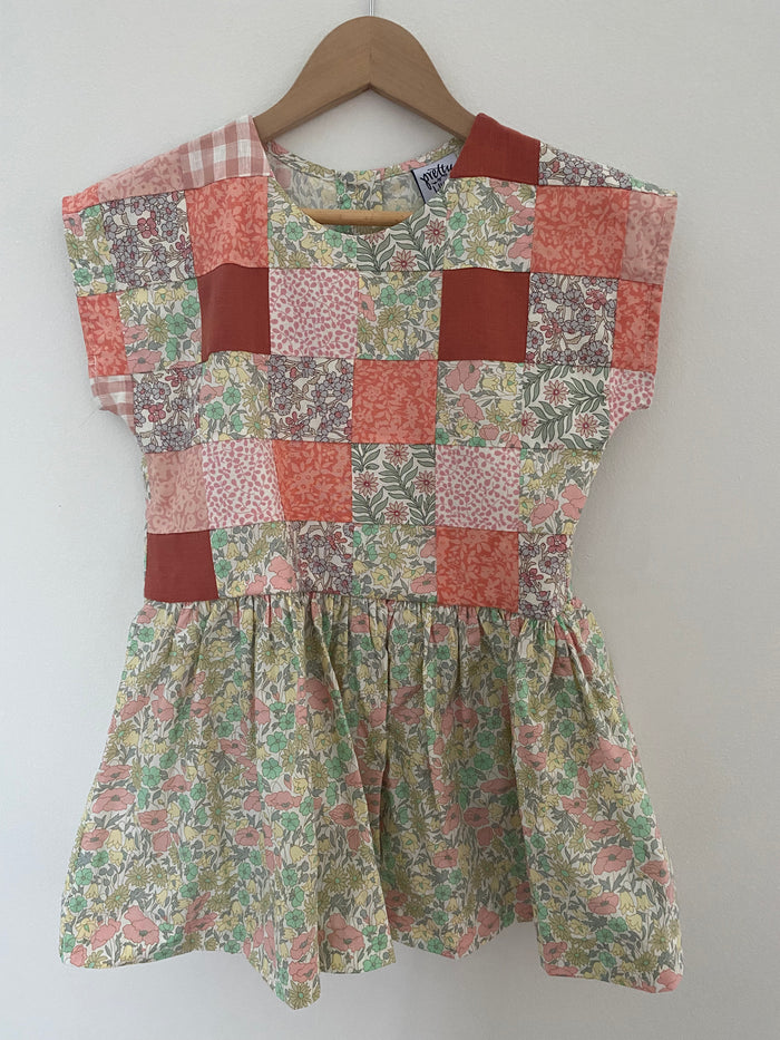 Maggie Patchwork Dress Daisy Lime 3y