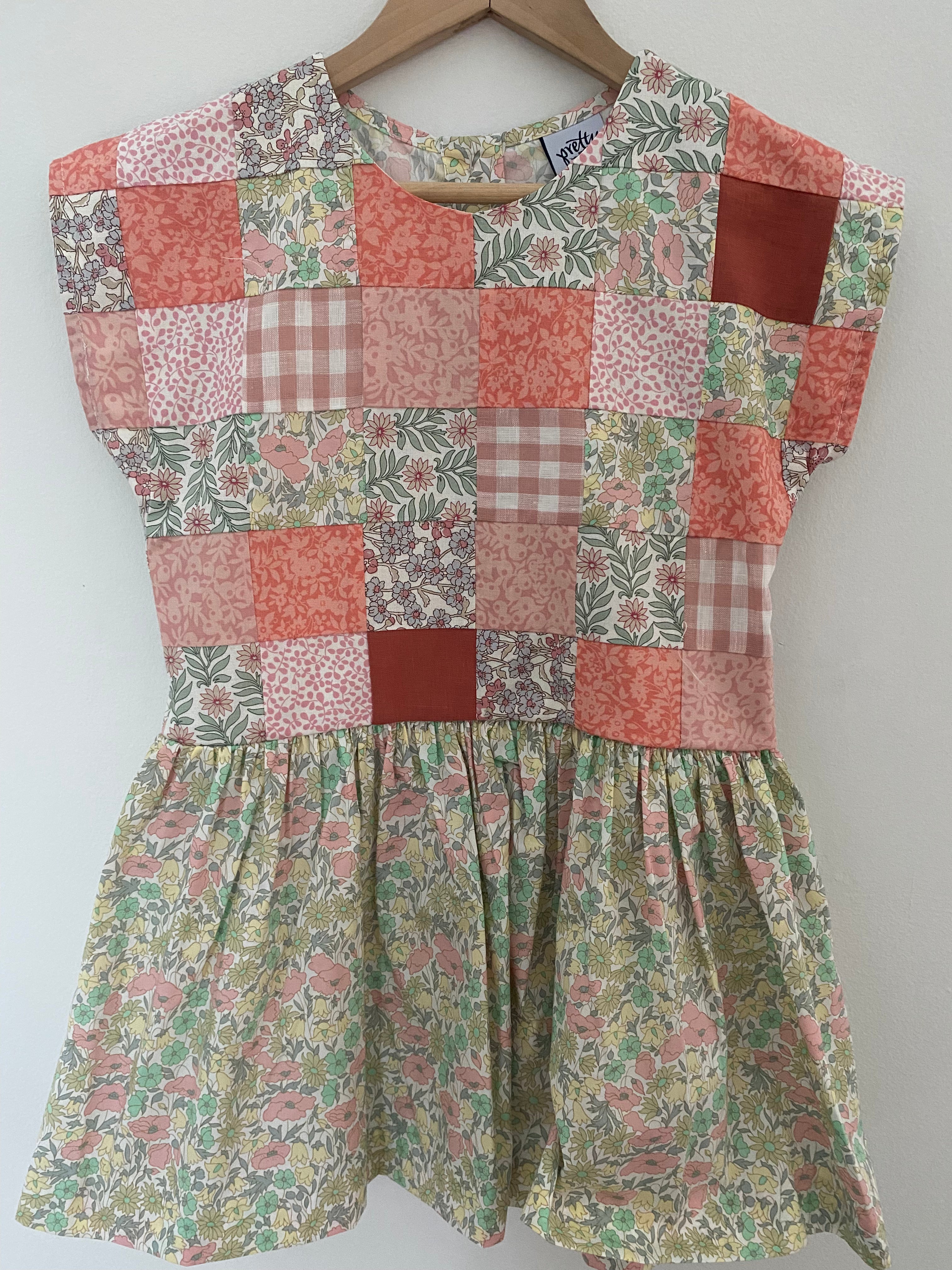 Maggie Patchwork Dress Daisy Lime 4y
